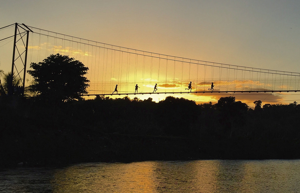 Haiti bridge at sunset